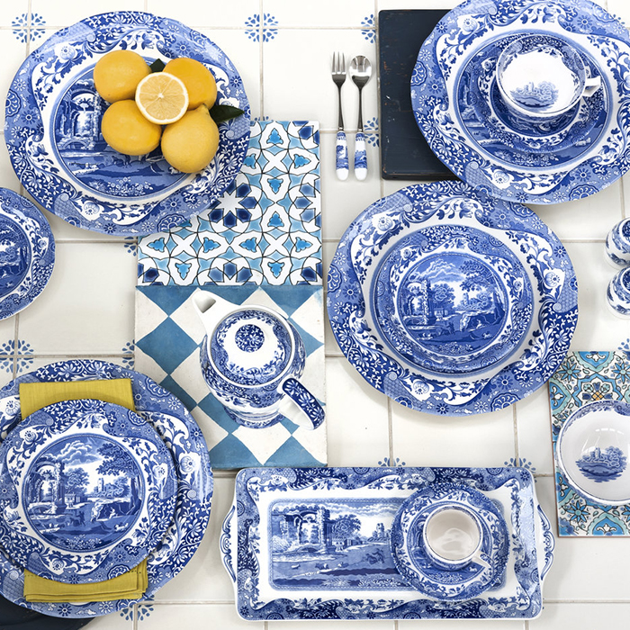 Blue Italian Soup Plate 9 inch 23 cm Set of 4